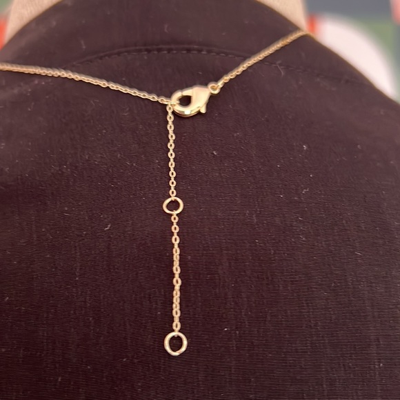Delicate Gold Chain With Brushed Gold & Crystal Geo Pendant - NEW - Picture 3 of 4
